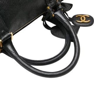 シャネル ココマーク ボストンバッグ ショルダーバッグ 2WAY ブラック キャビアスキン レディース CHANEL 【中古】