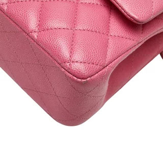シャネル ココマーク マトラッセ25 ダブルフラップ チェーン ショルダーバッグ ピンク ゴールド金具 キャビアスキン レディース CHANEL 【中古】