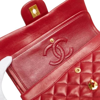 シャネル マトラッセ23 ダブルフラップ ココマーク チェーン ショルダーバッグ レッド ラムスキン レディース CHANEL 【中古】
