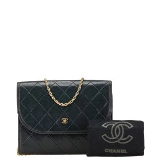 シャネル マトラッセ ココマーク 斜め掛け チェーン ショルダーバッグ ブラック ラムスキン レディース CHANEL 【中古】