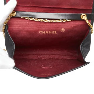 シャネル マトラッセ ココマーク 斜め掛け チェーン ショルダーバッグ ブラック ラムスキン レディース CHANEL 【中古】
