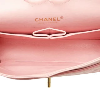 シャネル マトラッセ25 ダブルフラップ ココマーク チェーン ショルダーバッグ ピンク キャビアスキン レディース CHANEL 【中古】
