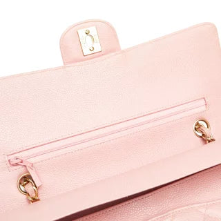 シャネル マトラッセ25 ダブルフラップ ココマーク チェーン ショルダーバッグ ピンク キャビアスキン レディース CHANEL 【中古】