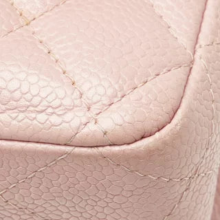 シャネル マトラッセ25 ダブルフラップ ココマーク チェーン ショルダーバッグ ピンク キャビアスキン レディース CHANEL 【中古】