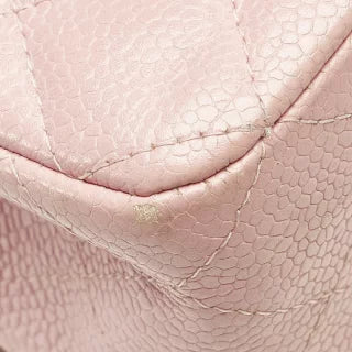 シャネル マトラッセ25 ダブルフラップ ココマーク チェーン ショルダーバッグ ピンク キャビアスキン レディース CHANEL 【中古】