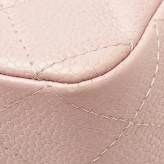 シャネル マトラッセ25 ダブルフラップ ココマーク チェーン ショルダーバッグ ピンク キャビアスキン レディース CHANEL 【中古】