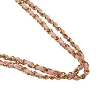 シャネル マトラッセ25 ダブルフラップ ココマーク チェーン ショルダーバッグ ピンク キャビアスキン レディース CHANEL 【中古】