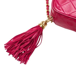 シャネル ココマーク マトラッセ タッセル チェーン ショルダーバッグ ピンク ラムスキン レディース CHANEL 【中古】