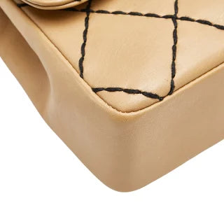 シャネル ココマーク マトラッセ ワイルドステッチ チェーン ショルダーバッグ ベージュ ラムスキン レディース CHANEL 【中古】