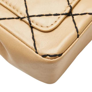 シャネル ココマーク マトラッセ ワイルドステッチ チェーン ショルダーバッグ ベージュ ラムスキン レディース CHANEL 【中古】