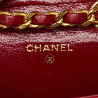 シャネル ココマーク ミニミニマトラッセ チェーン ミニショルダーバッグ A2000 レッド ラムスキン レディース CHANEL 【中古】
