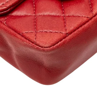 シャネル ココマーク ミニミニマトラッセ チェーン ミニショルダーバッグ A2000 レッド ラムスキン レディース CHANEL 【中古】