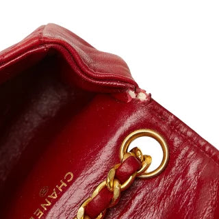 シャネル ココマーク ミニミニマトラッセ チェーン ミニショルダーバッグ A2000 レッド ラムスキン レディース CHANEL 【中古】