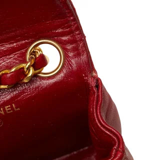 シャネル ココマーク ミニミニマトラッセ チェーン ミニショルダーバッグ A2000 レッド ラムスキン レディース CHANEL 【中古】