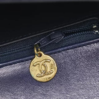 シャネル ココマーク マトラッセ チェーン ショルダーバッグ ネイビー ラムスキン レディース CHANEL 【中古】