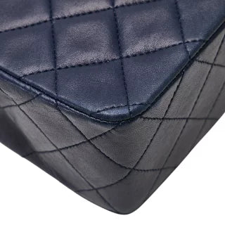 シャネル ココマーク マトラッセ チェーン ショルダーバッグ ネイビー ラムスキン レディース CHANEL 【中古】