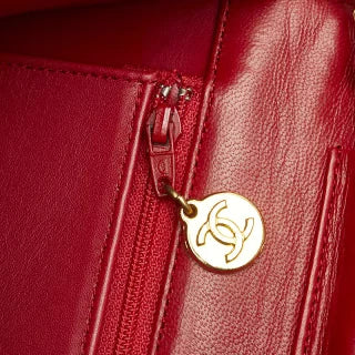 シャネル ココマーク マトラッセ チェーン ショルダーバッグ レッド ラムスキン レディース CHANEL 【中古】