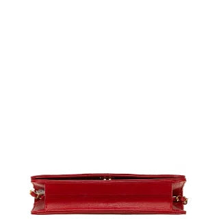 シャネル ココマーク マトラッセ チェーン ショルダーバッグ レッド ラムスキン レディース CHANEL 【中古】