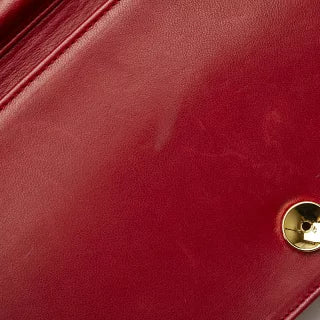 シャネル ココマーク マトラッセ チェーン ショルダーバッグ レッド ラムスキン レディース CHANEL 【中古】