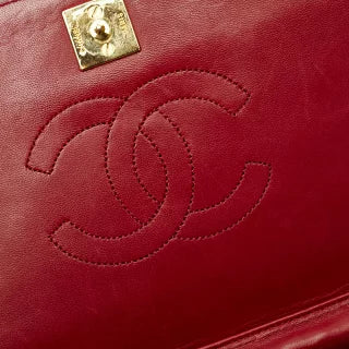 シャネル ココマーク マトラッセ チェーン ショルダーバッグ レッド ラムスキン レディース CHANEL 【中古】