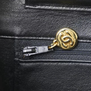 シャネル ココマーク チェーン ショルダーバッグ ブラック リザード レディース CHANEL 【中古】