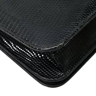 シャネル ココマーク チェーン ショルダーバッグ ブラック リザード レディース CHANEL 【中古】