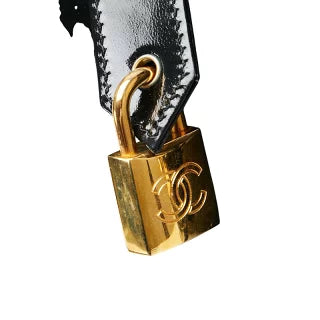 シャネル ココマーク ボストンバッグ ショルダーバッグ 2WAY ブラック パテントレザー レディース CHANEL 【中古】