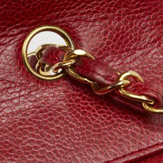 シャネル ダイアナ ココマーク チェーン ショルダーバッグ レッド キャビアスキン レディース CHANEL 【中古】
