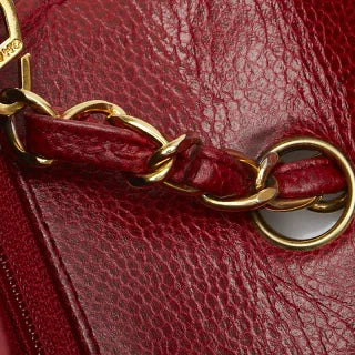 シャネル ダイアナ ココマーク チェーン ショルダーバッグ レッド キャビアスキン レディース CHANEL 【中古】