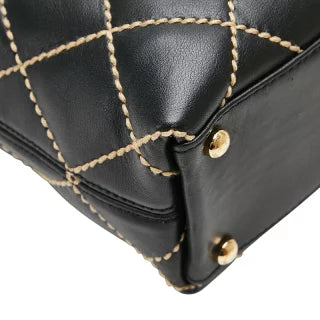 シャネル ワイルドステッチ ココマーク トートバッグ ブラック ラムスキン レディース CHANEL 【中古】