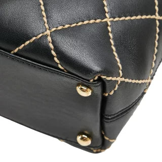 シャネル ワイルドステッチ ココマーク トートバッグ ブラック ラムスキン レディース CHANEL 【中古】