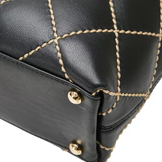 シャネル ワイルドステッチ ココマーク トートバッグ ブラック ラムスキン レディース CHANEL 【中古】