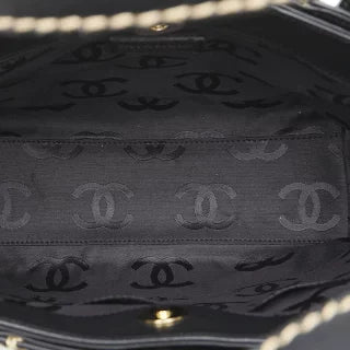 シャネル ワイルドステッチ ココマーク トートバッグ ブラック ラムスキン レディース CHANEL 【中古】