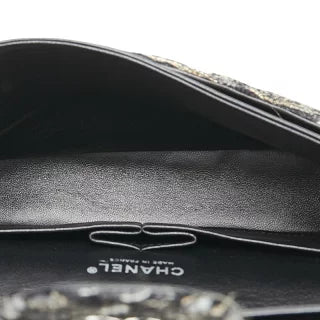 シャネル マトラッセ ココマーク ダブルフラップ チェーン ショルダーバッグ ハンドバッグ ブラック マルチカラー ツイード レザー レディース CHANEL 【中古】