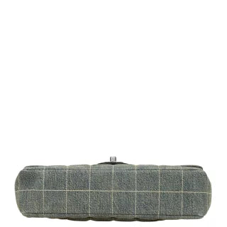 シャネル ココマーク チョコバー チェーン ショルダーバッグ ライトブルー ブラック デニム レザー レディース CHANEL 【中古】