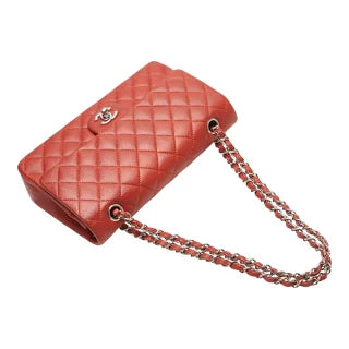 シャネル ココマーク マトラッセ25 ダブルフラップ チェーン ショルダーバッグ レッド キャビアスキン レディース CHANEL 【中古】
