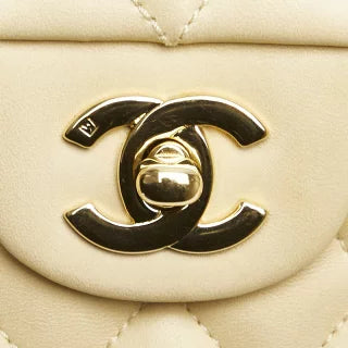 シャネル ココマーク マトラッセ25 ダブルフラップ チェーン ショルダーバッグ ベージュ ラムスキン レディース CHANEL 【中古】