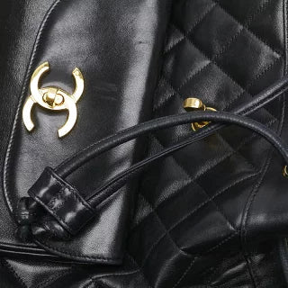 シャネル マトラッセ ココマーク ゴールド金具 チェーン リュック バックパック ブラック ラムスキン レディース CHANEL 【中古】
