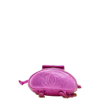 シャネル マトラッセ ココマーク ゴールド金具 チェーン リュック バックパック メタリックピンク ラムスキン レディース CHANEL 【中古】