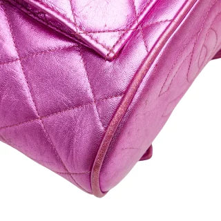 シャネル マトラッセ ココマーク ゴールド金具 チェーン リュック バックパック メタリックピンク ラムスキン レディース CHANEL 【中古】