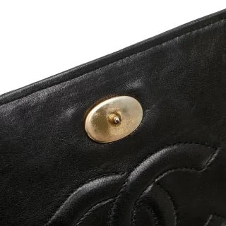シャネル マトラッセ ラインストーン チェーン ショルダーバッグ ブラック サテン レザー レディース CHANEL 【中古】