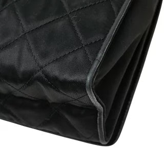 シャネル マトラッセ ラインストーン チェーン ショルダーバッグ ブラック サテン レザー レディース CHANEL 【中古】