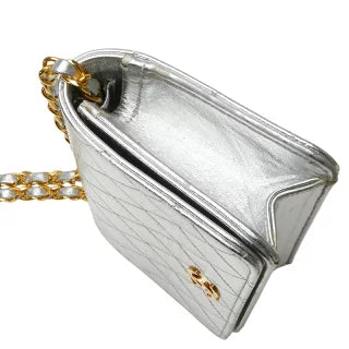 シャネル マトラッセ ココマーク チェーン ショルダーバッグ シルバー レザー レディース CHANEL 【中古】