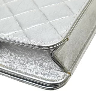シャネル マトラッセ ココマーク チェーン ショルダーバッグ シルバー レザー レディース CHANEL 【中古】