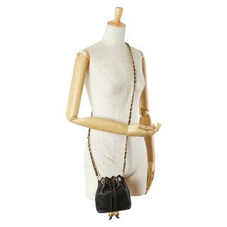 シャネル ココマーク チェーン ショルダーバッグ ブラック ラムスキン レディース CHANEL 【中古】