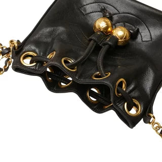 シャネル ココマーク チェーン ショルダーバッグ ブラック ラムスキン レディース CHANEL 【中古】