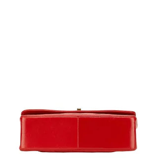 シャネル シェブロン V字ステッチ ココマーク ハンドバッグ ショルダーバッグ 2WAY レッド ラムスキン レディース CHANEL 【中古】