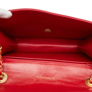シャネル マトラッセ ココマーク チェーン ショルダーバッグ レッド ラムスキン レディース CHANEL 【中古】