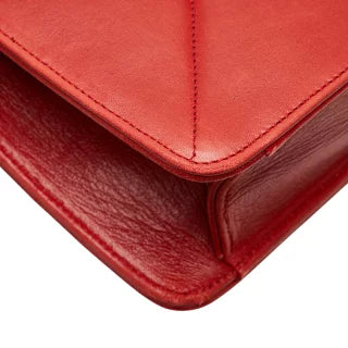 シャネル マトラッセ ココマーク チェーン ショルダーバッグ レッド ラムスキン レディース CHANEL 【中古】