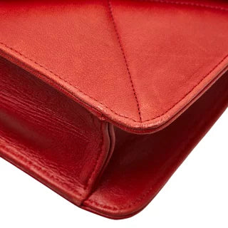 シャネル マトラッセ ココマーク チェーン ショルダーバッグ レッド ラムスキン レディース CHANEL 【中古】